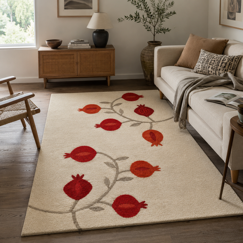 Pomegranate Trail Rug hand-tufted wool and bamboo silk rug