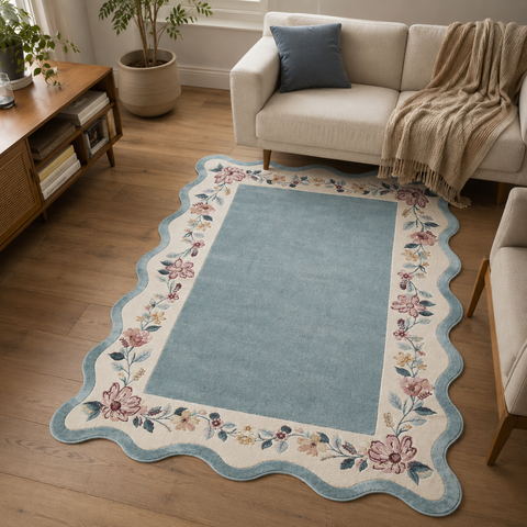 Bloomdale Floral Wave Rug hand-tufted wool and bamboo silk rug