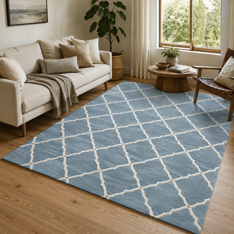 Lagoon Trellis Rug hand-tufted wool and bamboo silk rug