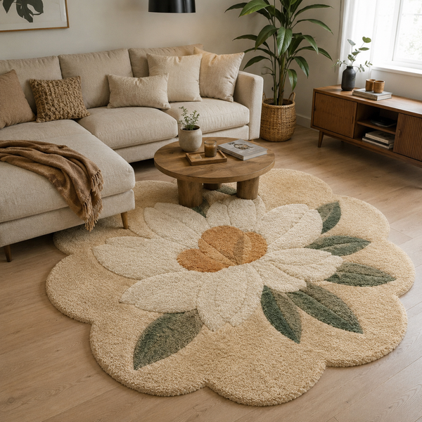 Petal Haven floral hand-tufted rug with delicate garden-inspired patterns for bedroom