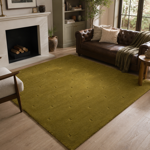 Mossvale Arch Rug - Hand-tufted modern rug in moss green, olive, and cream - ThePieCraft