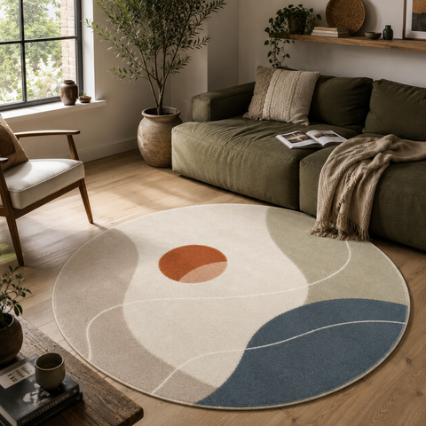 Solara Round Rug hand-tufted wool and bamboo silk rug