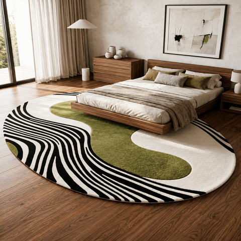Oral Serengetti abstract hand-tufted rug in beige, black, and tan with earthy tones