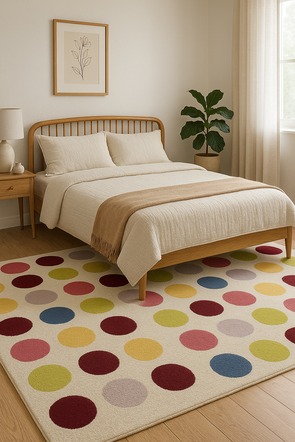Hand-Tufted NZ Wool Rug – Vibrant Polka Dot Design