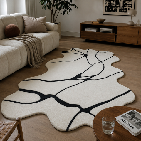 Freeform Rug hand-tufted wool and bamboo silk rug