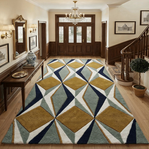 Gem Rug - Hand-tufted abstract rug in brown, rust, and sand - ThePieCraft
