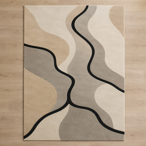 Sandstone Flow Rug hand-tufted wool and bamboo silk rug – view 2