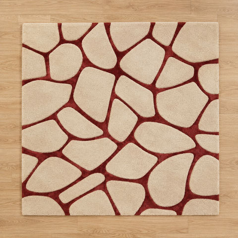Crimson Pebble Rug hand-tufted wool and bamboo silk rug – view 2