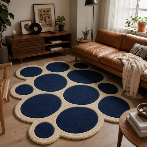 Midnight Bubble Rug hand-tufted wool and bamboo silk rug