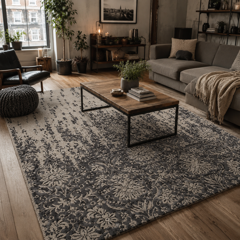 Twilight Ornament Rug hand-tufted wool and bamboo silk rug