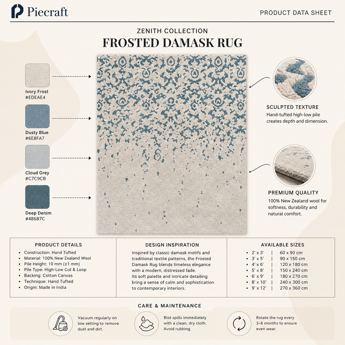 Frosted Damask Rug