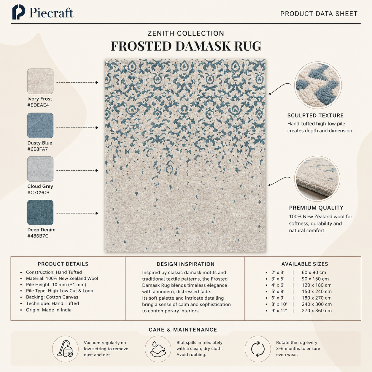 Frosted Damask Rug