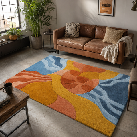 Aurora Floe Rug hand-tufted wool and bamboo silk rug