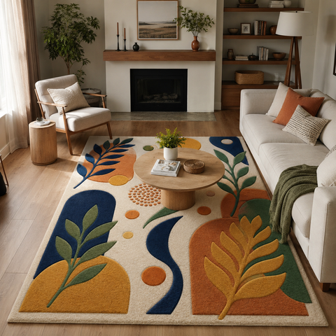 Sunset Grove Rug hand-tufted wool and bamboo silk rug