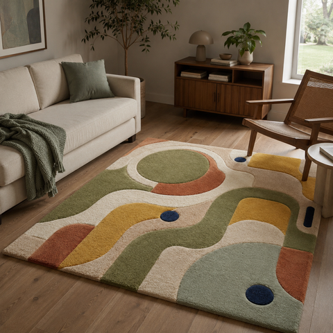 Terra Arc Rug hand-tufted wool and bamboo silk rug