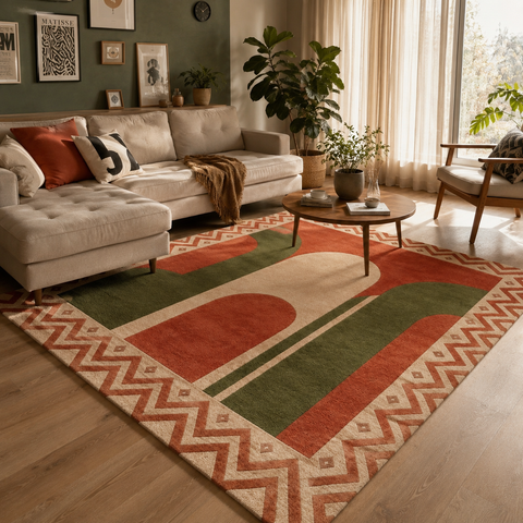 Terracotta Arches Rug hand-tufted wool and bamboo silk rug