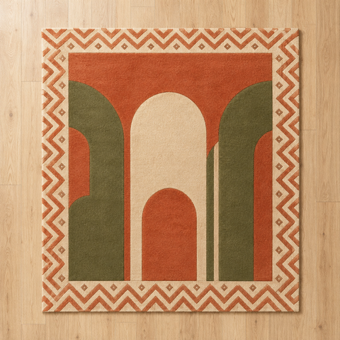 Terracotta Arches Rug hand-tufted wool and bamboo silk rug – view 2