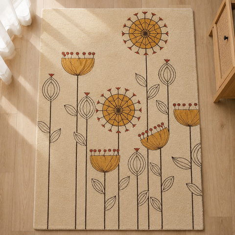 Sunny Bloom Rug hand-tufted wool and bamboo silk rug – view 2