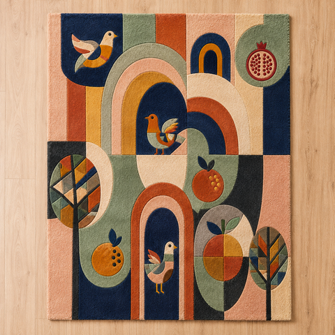 Folk Arches Rug hand-tufted wool and bamboo silk rug – view 2