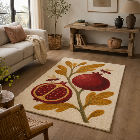 Pomegranate Bloom Rug hand-tufted wool and bamboo silk rug