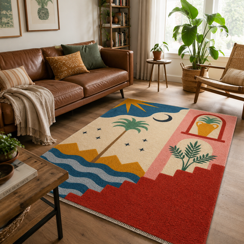 Sunlit Haven Rug hand-tufted wool and bamboo silk rug