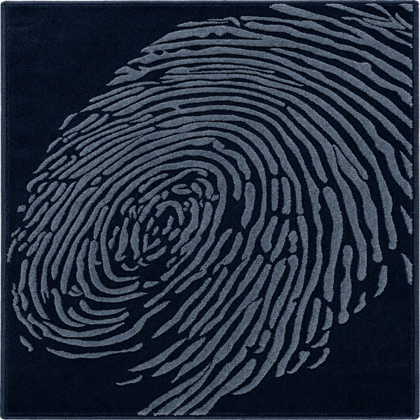Whorl Indigo Rug - hand-tufted abstract wool rug with blue, cobalt and navy whorl pattern