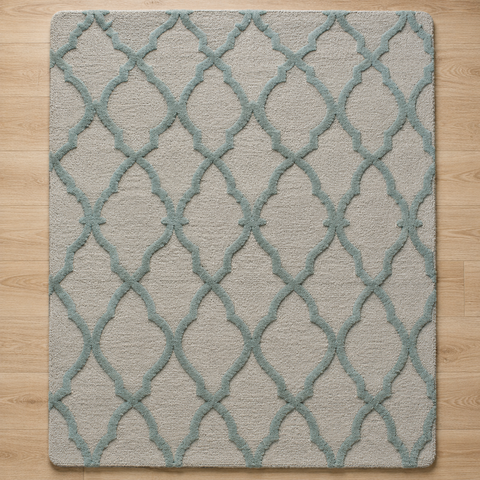 Azure Lattice Rug hand-tufted wool and bamboo silk rug – view 2