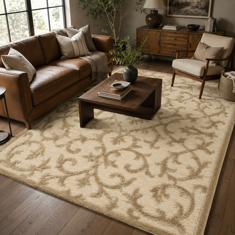 Oakley Scroll Rug hand-tufted wool and bamboo silk rug