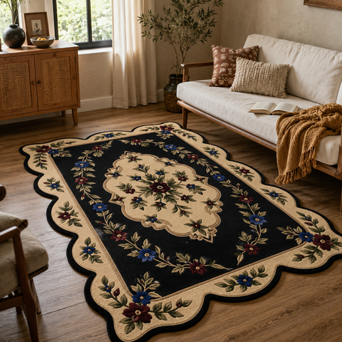 Midnight Garden Rug hand-tufted wool and bamboo silk rug