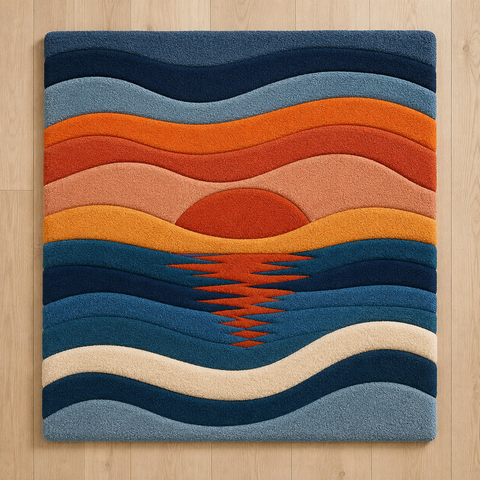 Abstract Waves On Plush Rug with flowing sculptural design - premium hand-tufted wool rug for modern homes