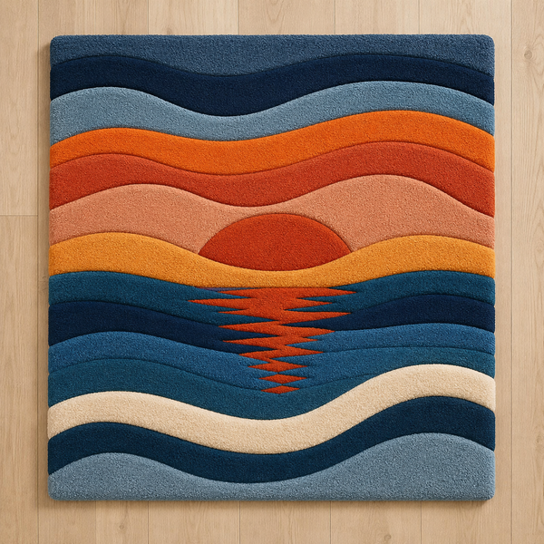 Abstract Waves On Plush Rug with flowing sculptural design - premium hand-tufted wool rug for modern homes