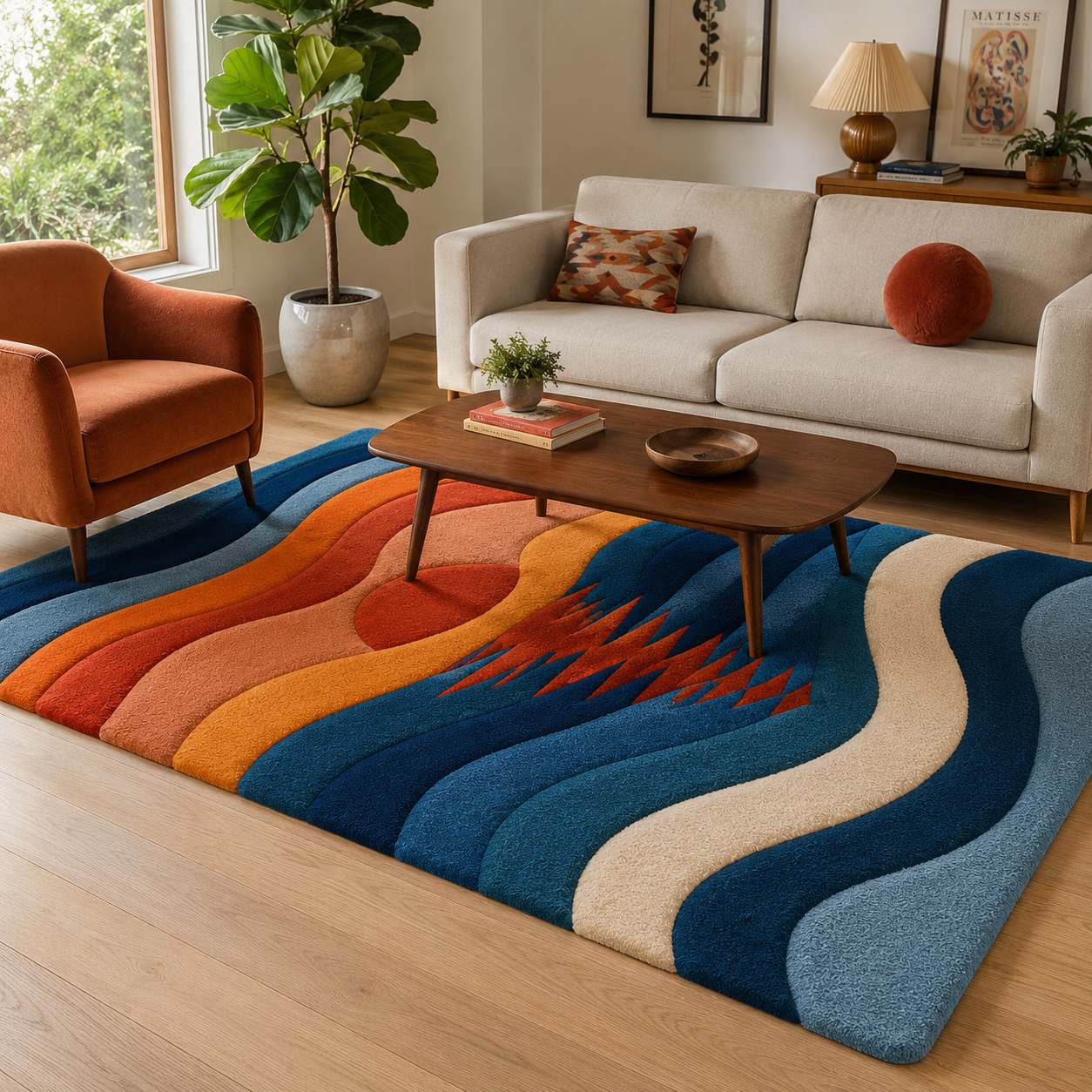 Abstract Waves On Plush Rug