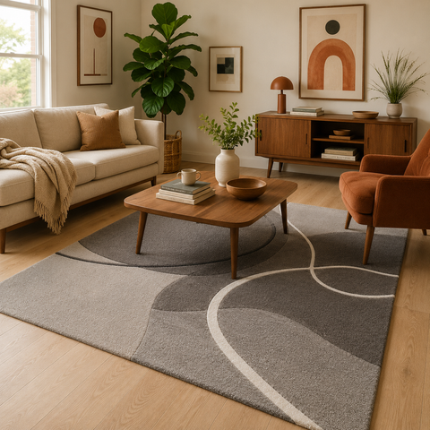 Sculpted Arches abstract hand-tufted rug with three-dimensional arched texture and patterns