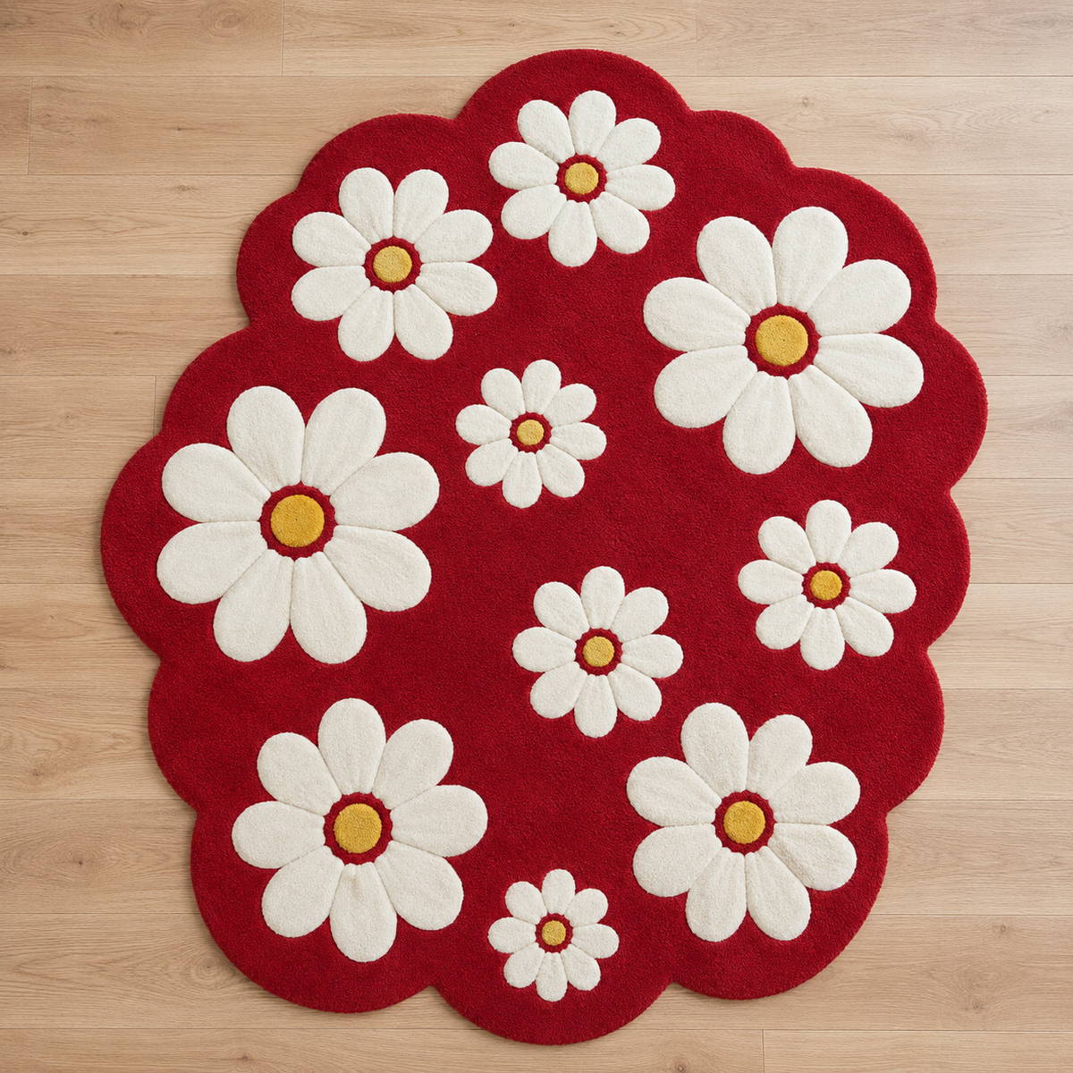 Crimson Daisy Rug