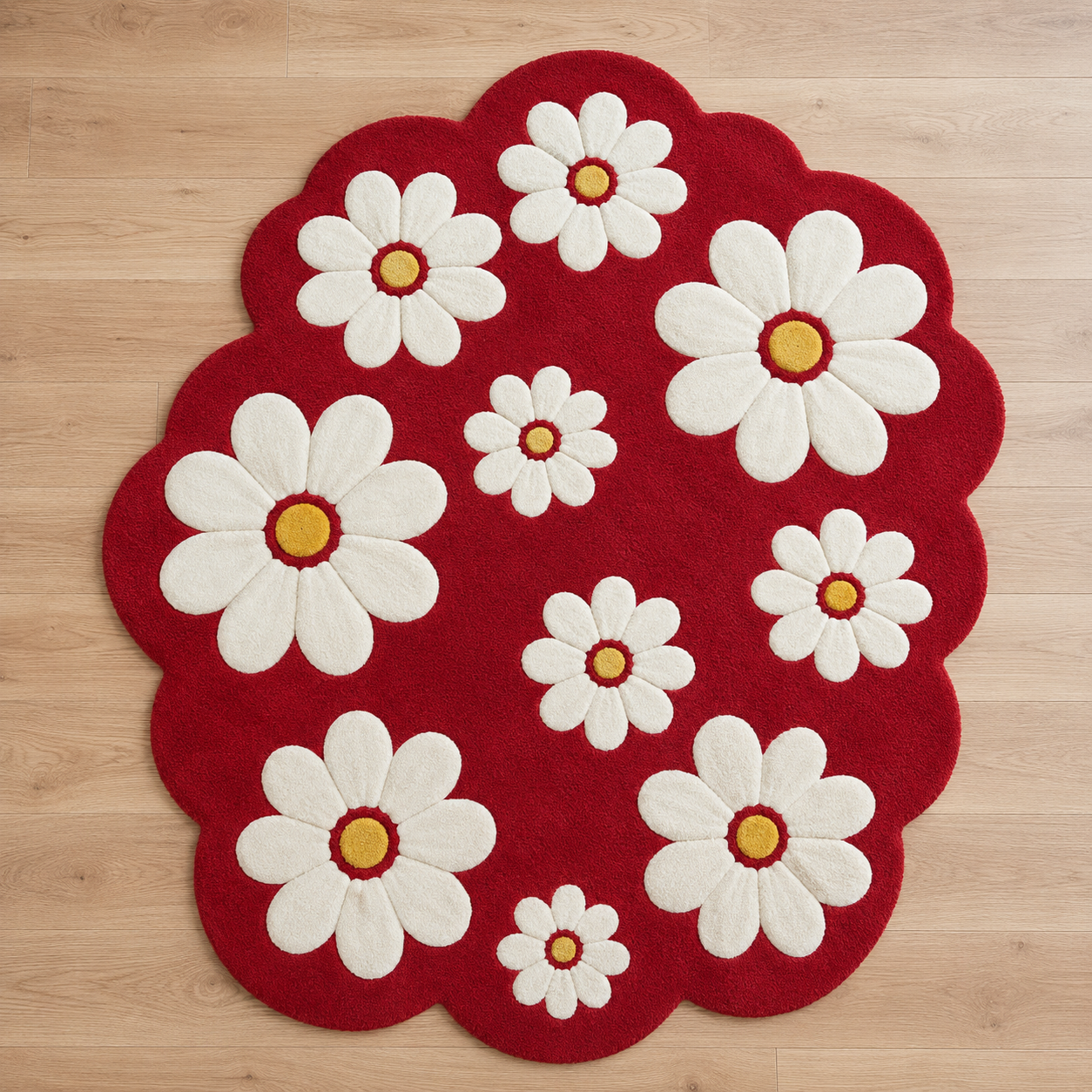 Crimson Daisy Rug texture and craftsmanship detail