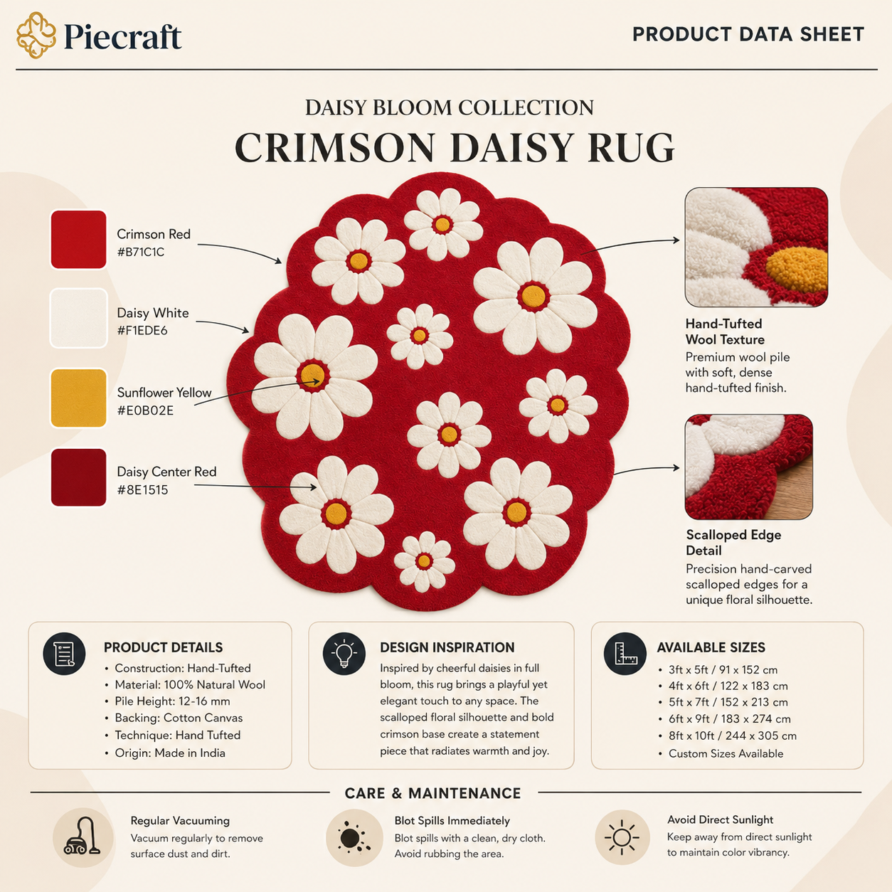 Crimson Daisy Rug