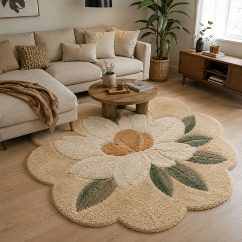 Petal Haven floral hand-tufted rug with delicate garden-inspired patterns for bedroom