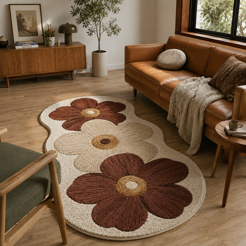 Terra Floral Rug - hand-tufted floral wool rug with earthy botanical motifs
