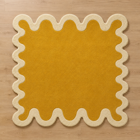 Solar Wave irregular hand-tufted rug with dynamic sun-inspired wave patterns and radiant energy