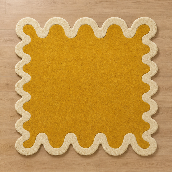 Solar Wave irregular hand-tufted rug with dynamic sun-inspired wave patterns and radiant energy