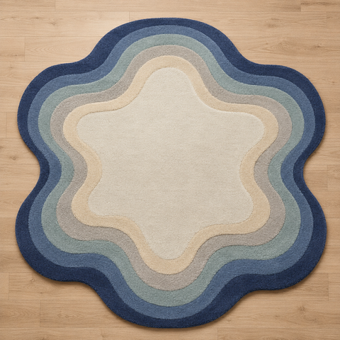 Wave Harmony Rug - hand-tufted irregular wool rug with harmonious wave pattern