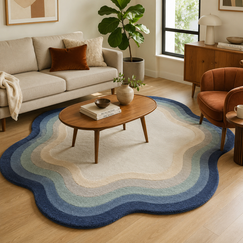 Wave Harmony Rug - hand-tufted irregular wool rug with harmonious wave pattern