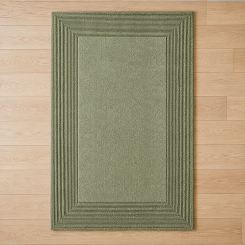 Horizon Frame Rug - Hand-tufted modern rug in beige, taupe, and cream - ThePieCraft