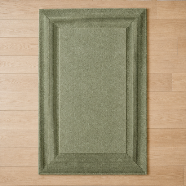 Horizon Frame Rug - Hand-tufted modern rug in beige, taupe, and cream - ThePieCraft