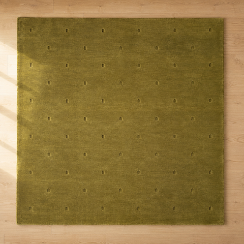 Mossvale Arch Rug - Hand-tufted modern rug in moss green, olive, and cream - ThePieCraft