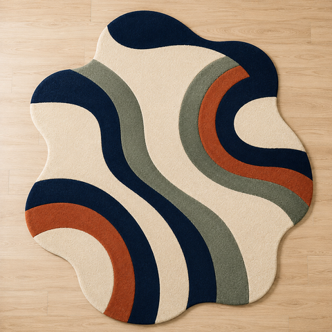 Sage Curve Rug hand-tufted wool and bamboo silk rug – view 2