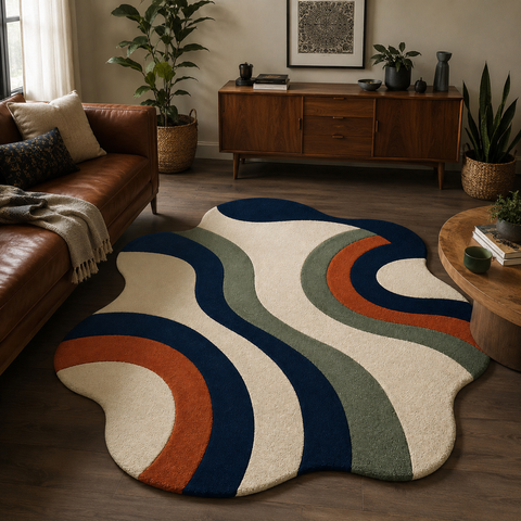 Sage Curve Rug hand-tufted wool and bamboo silk rug