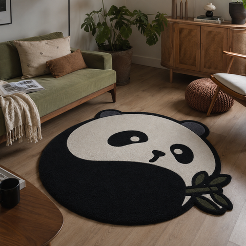 Zen Panda Rug hand-tufted wool and bamboo silk rug