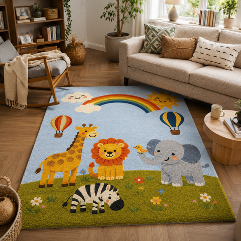 Safari Joy Rug hand-tufted wool and bamboo silk rug