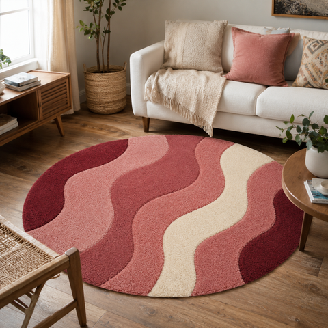 Blush Ripple Rug hand-tufted wool and bamboo silk rug